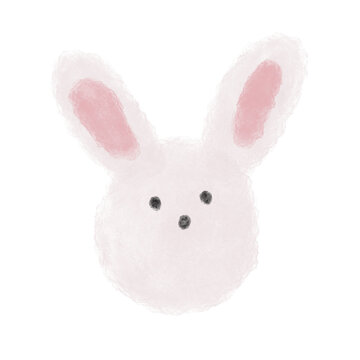 Cute Fluffy Pink Bunny Face Isolated 