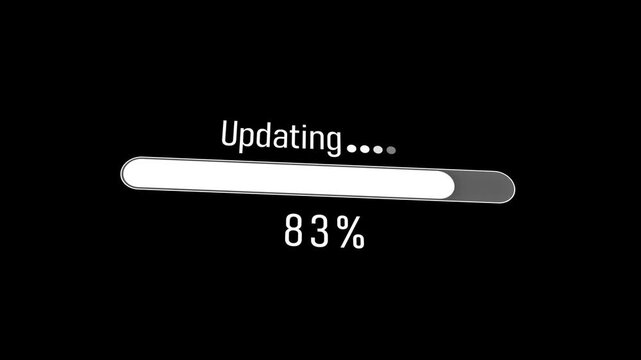 Progress bar loading animation with percentage indicator for software update or data processing