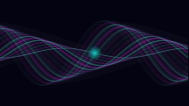 Abstract waves of colorful light pulses moving gracefully across dark space representing smooth digital energy motion for modern tech graphic backgrounds.