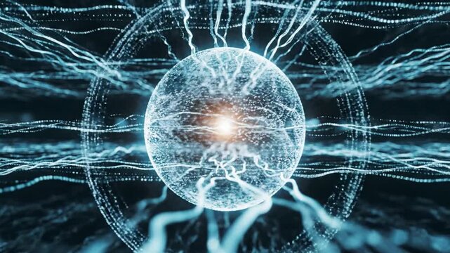 Glowing Digital Intelligence Energy Core With Abstract Light Connections