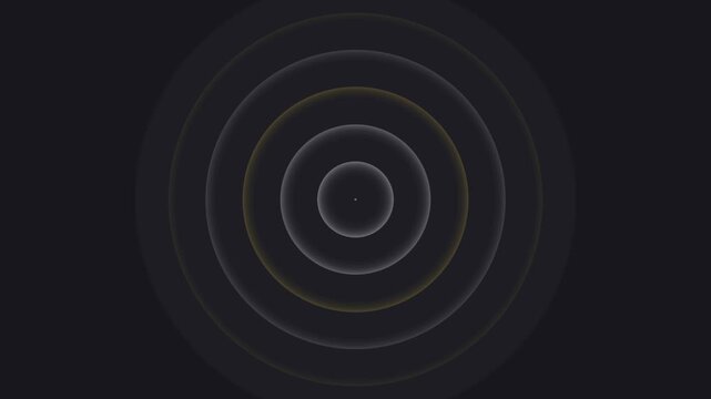 Abstract visual of pulsating circles expanding from a central point against dark background, dynamic motion for technology or modern art backgrounds, looping animation for digital content.