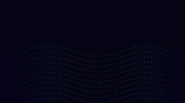 Abstract futuristic dark blue green waves with glowing particles flowing in a seamless loop, ideal for technology backgrounds, data visualization, and digital network concepts.