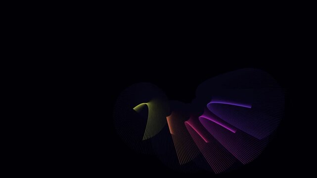 Abstract flowing lines animated with vibrant neon gradient colors forming organic curves in deep space environment representing digital data stream motion.