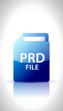 Blue PRD file icon on light background.