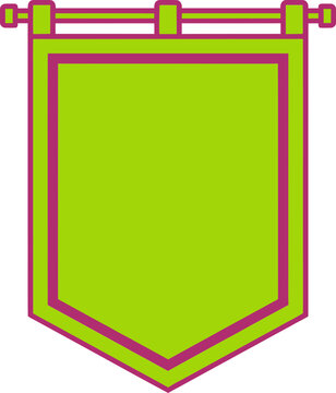 Lime Green and Purple Pennant Banner Icon on White Background