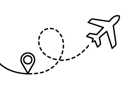 Airplane flight path dashed line map high resolution picture