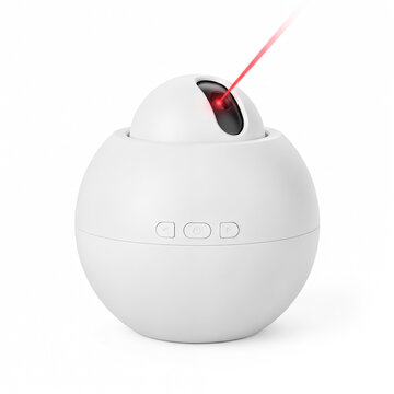 Generic automatic rotating cat laser pointer sphere toy isolated on white.