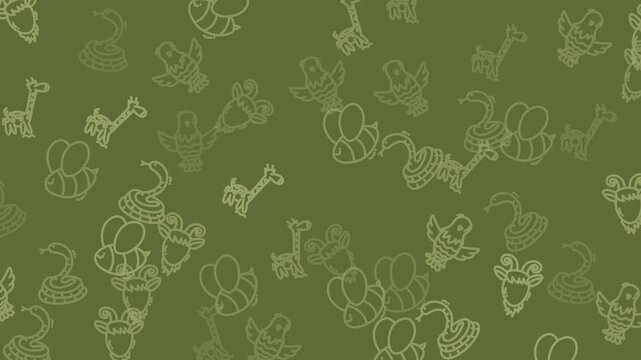 Perfect for childrens book illustrations, naturethemed designs, and educational materials. Whimsical and charming pattern with bees, giraffes, snakes, and totem poles.