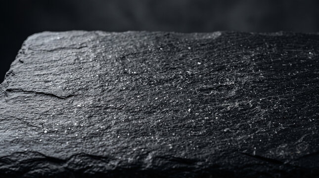 Black slate stone texture background. Dark natural rock surface for product display.