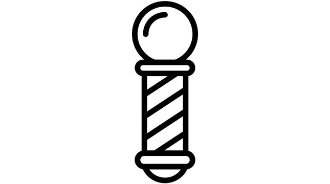 Barber pole sign with spherical light bulb for barbershops