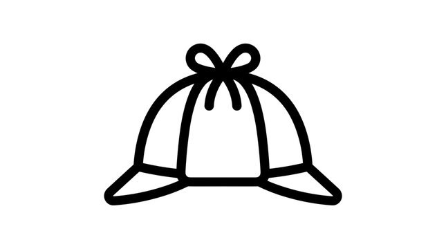 Classic detective deerstalker hat line art icon