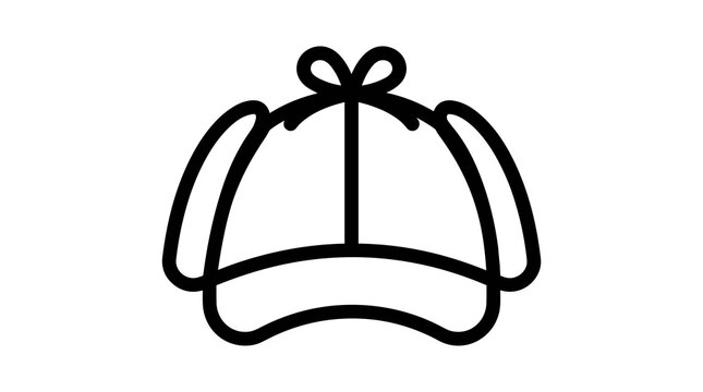 Classic winter trapper hat line art icon
