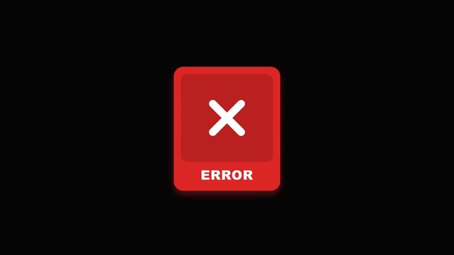 Red Cross Error Badge Animation Motion Graphics 4K