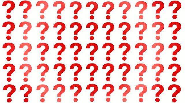 Red question marks pattern on white background