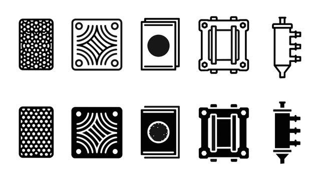 Hydrogen Electrolyzer Line and Solid Icon Pack For Energy UI | Anion, Exchange, Membrane, Stack, AEM - Clean Modern and Editable Vector Icons