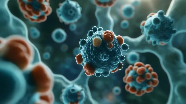 Microscopic view of swimming microorganisms in teal water