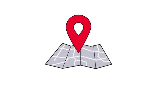 4K animated vector maps and location pins moving up and down.