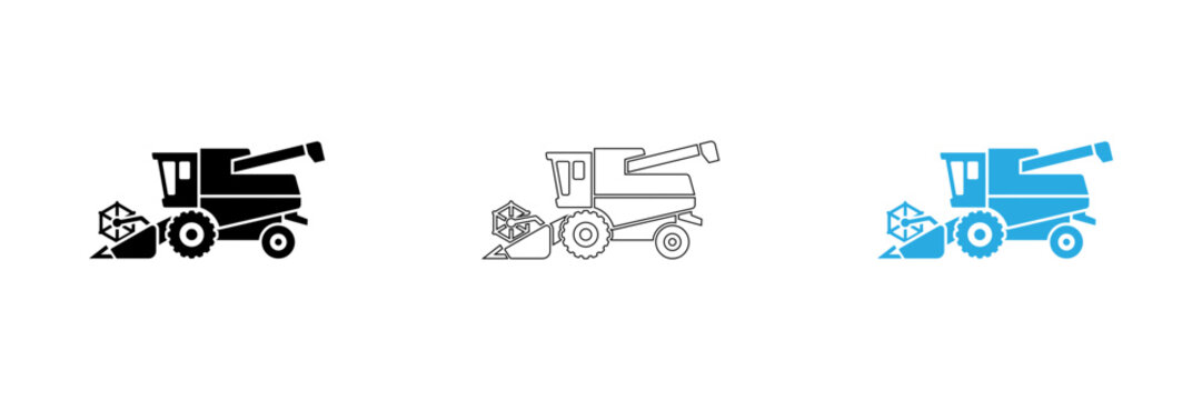 Blue construction equipment line icons set with different angles isolated on transparent background, Vector
