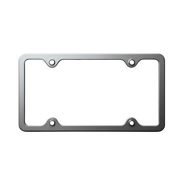 Metal license plate frame with four mounting holes for vehicles and signage