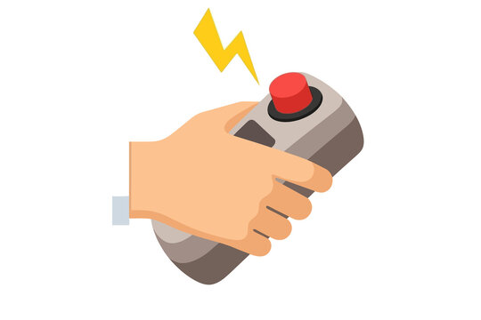 Hand Holding Remote Control Vector Illustration