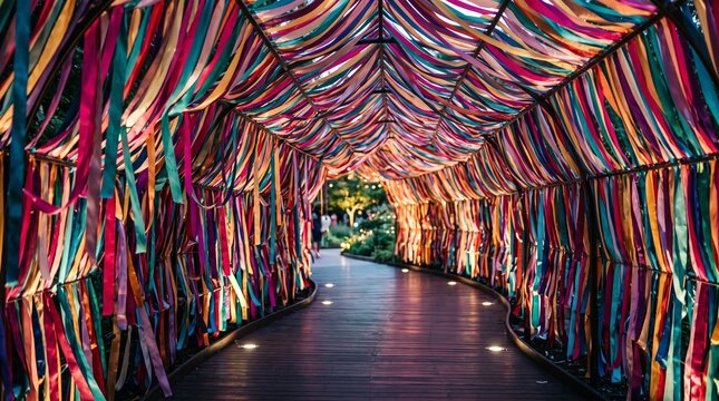 Colorful ribbon tunnel
