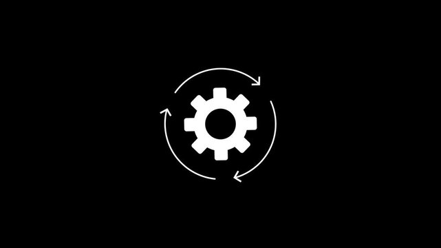 Sustainable animated icon.Setting icon.Gear Sign icon or Cog settings sign for web and app.Simple gear icon Animation with cyclical arrows depicting continuous process.