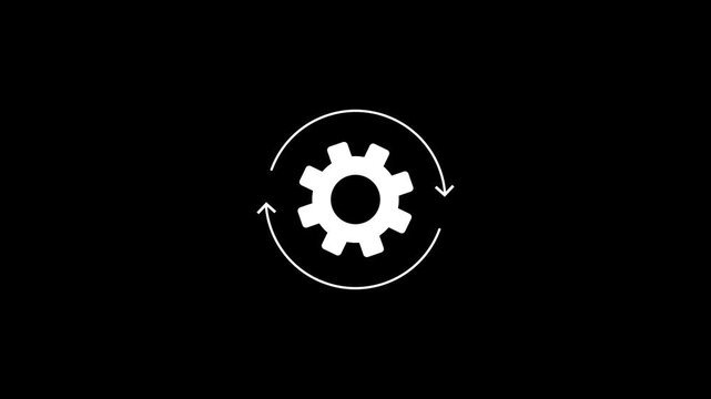 Gear and refresh icon animation.Rotating gears animation.Simple gear icon animation with cyclical arrows depicting continuous process.