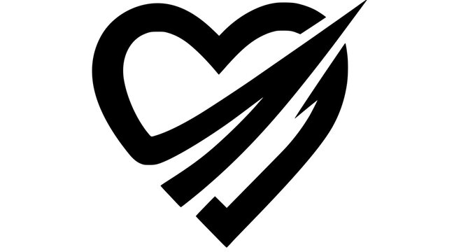 Powerful Heart Symbol Logo with Dynamic Brush Strokes Modern Vector Icon