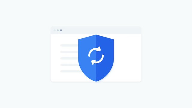 Digital security shield symbol on a browser window