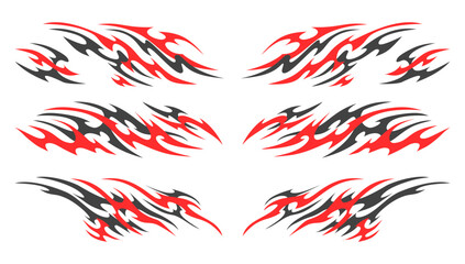 Set of classic tribal livery drift cars design, tribal tattoo design elements © Neocozmo Graphic