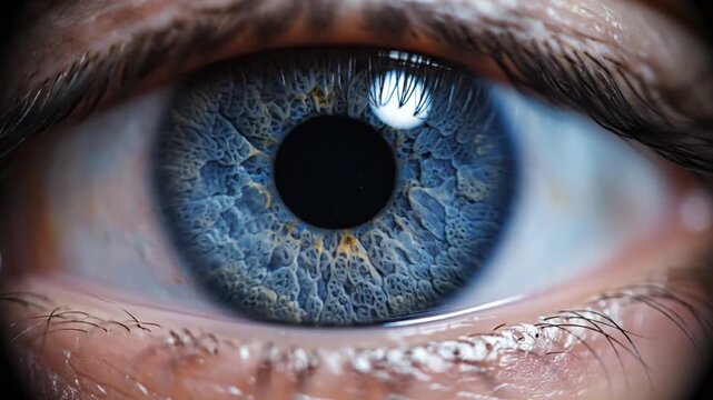 Extreme Macro Close-Up Of A Blue Human Eye Iris