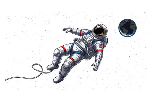 Astronaut Floating in Space Vector Illustration