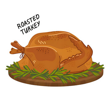 Roasted whole turkey on wooden platter with rosemary garnish thanksgiving rosemary celebration traditional christmas
