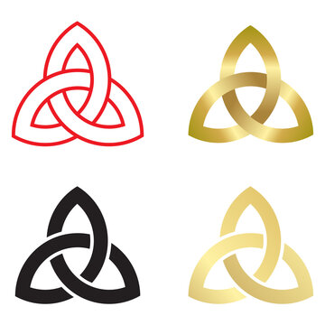 Triquetra Celtic Knot Symbol Collection in Red Gold Black and Yellow on Transparent Background PNG