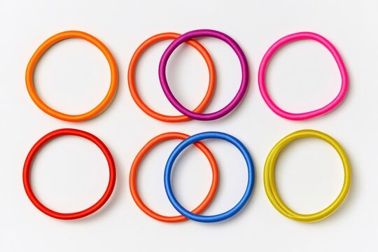 Colorful elastic hair bands forming interlocking circles
