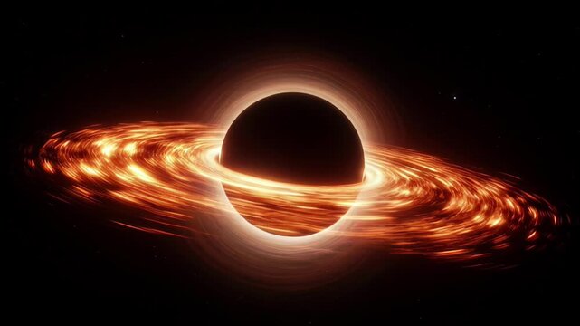 Astronomy science galaxy black hole accretion ring space cosmic glow orbit dark energy, glowing accretion disk deep space with radiant light and circular motion, cosmic event horizon dark background