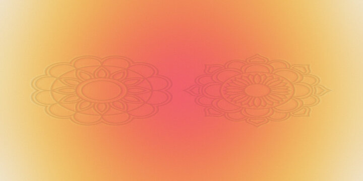 Two symmetric mandala flower patterns embossed on orange and yellow gradient surface.