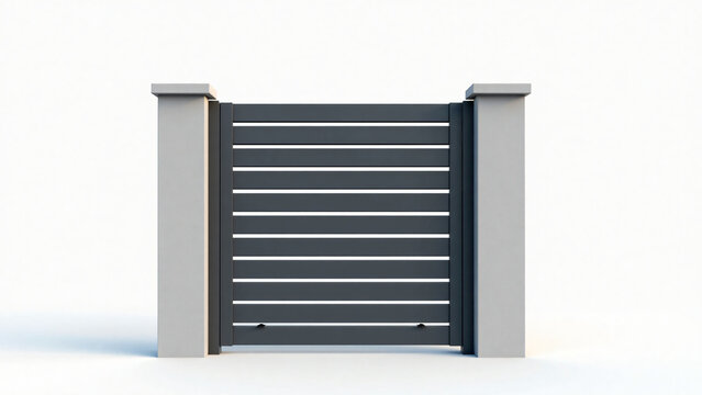 Modern Metal Garden Gate with Copy Space for Marketing Text