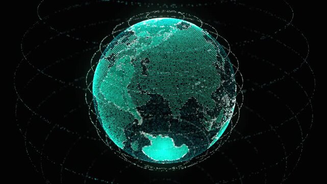 Digital globe connected with futuristic network lines illustration design