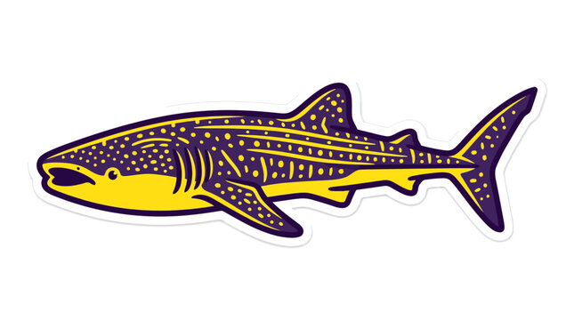 Whale Shark Sticker Art with Yellow and Purple Spots