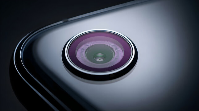 Iris scanning camera lens module isolated on clean surface for modern commercial business asset