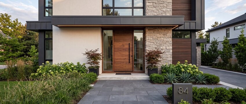 Contemporary Front Entrance Door of Modern Residential Home