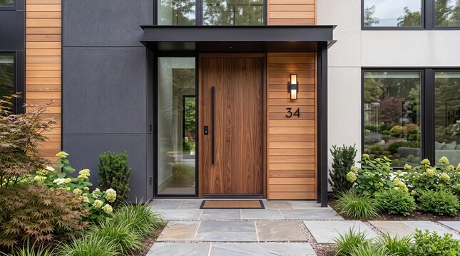 Contemporary Front Entrance Door of Modern Residential Home