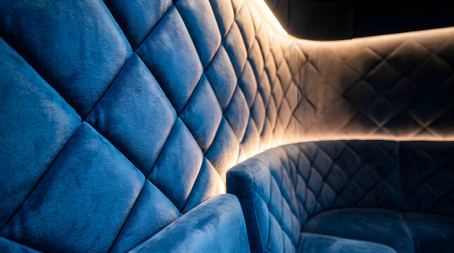 Padded quilted velvet wall uphol isolated on clean surface for modern commercial business asset