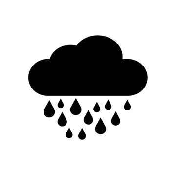 Rain Cloud Icon Black Silhouette Vector Illustration