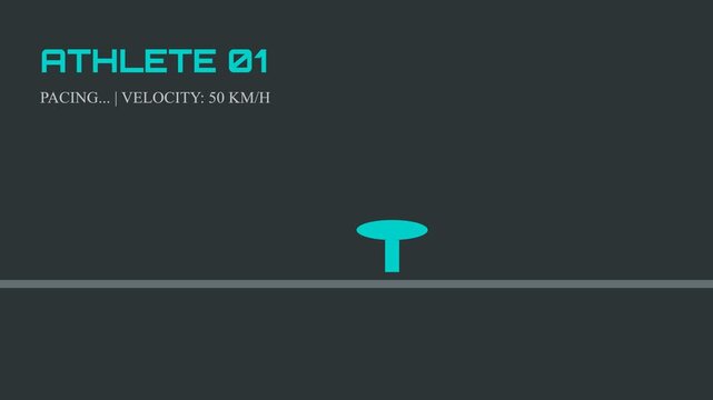Futuristic HUD sports interface tracking running character athlete pacing velocity