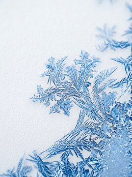 Closeup of Frost Patterns on a Cold Window.