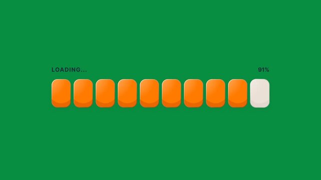 Loading Progress Bar Animation - Flat Design Loading Screen with Percentage, 4K Loop