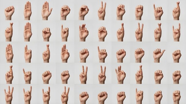 Sign Language Hand Alphabet Icon Set