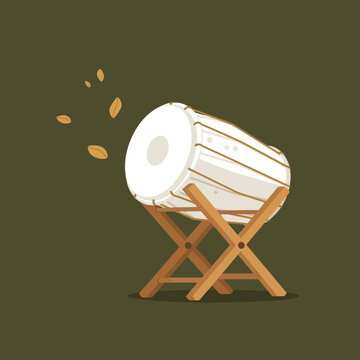 Icon bedug drum on wooden stand with instrument tradition indonesian percussion cultural religious celebration illustration performance